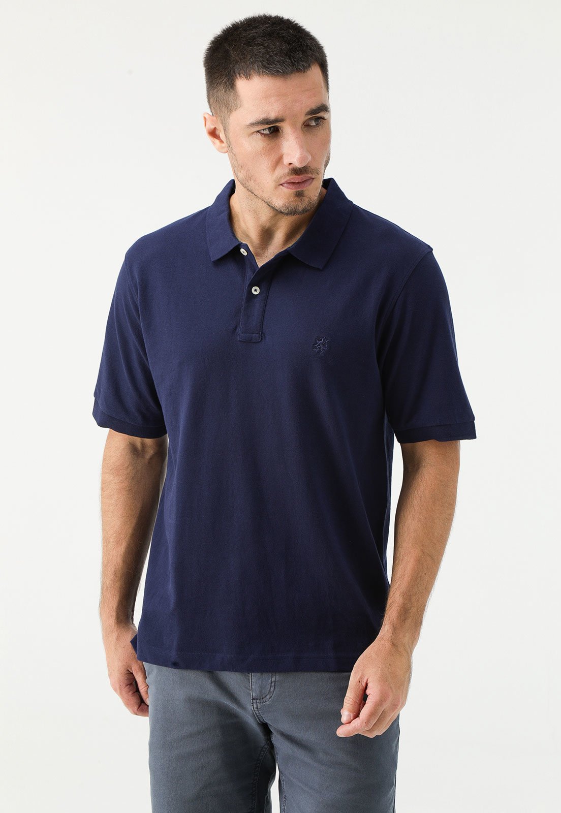 Camisa Polo Cotton On Reta Bordada Azul-Marinho - Marca Cotton On