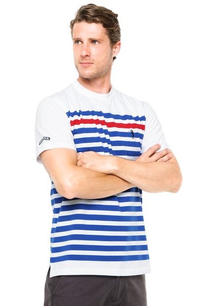 Camiseta Aleatory Bordado Branca/Azul/Vermelha - Marca Aleatory