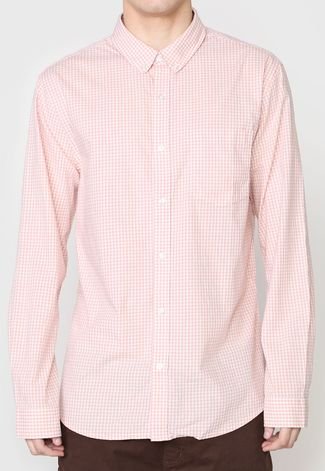 Camisa Hering Reta Vichy Bolso Rosa/Branco