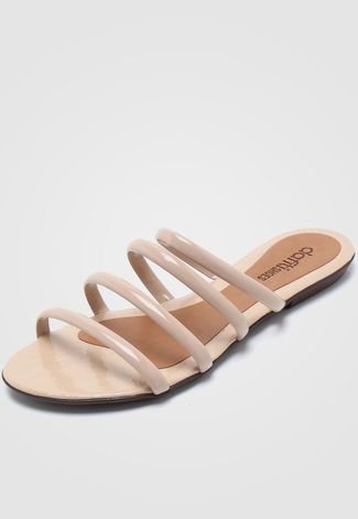 Rasteira DAFITI SHOES Com Pedras Nude - Compre Agora