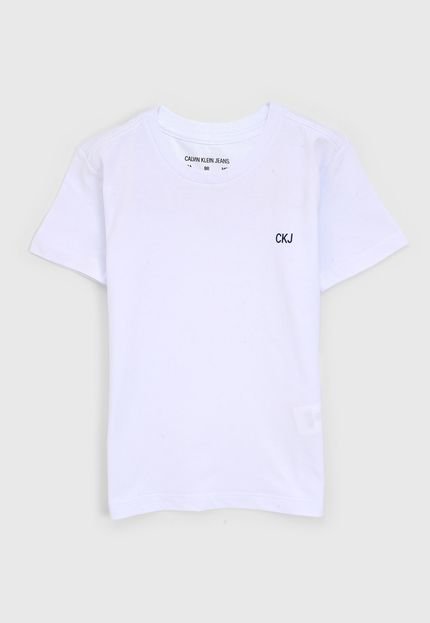 Camiseta Calvin Klein Kids Infantil Lettering Branca - Marca Calvin Klein Kids