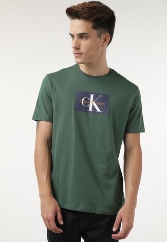 Camiseta Calvin Klein Jeans Logo Verde - Compre Agora