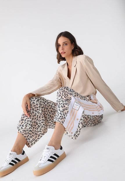 Calça adidas Originals Wide Leg Leopard Luxe Off-White - Marca adidas Originals
