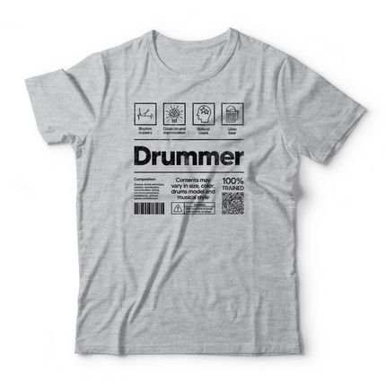 Camiseta Drummer - Mescla Cinza - Marca Studio Geek 