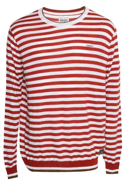 Suéter Colcci Tricot Listrado Branco/Vermelho - Marca Colcci