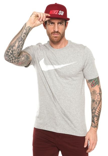 Camiseta Nike Sportswear Hangtag Swoosh Cinza - Marca Nike Sportswear