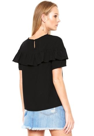 Blusa Lily Fashion Babado Preta