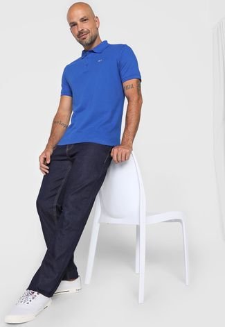 Camisa Polo Tommy Jeans Reta Lisa Azul