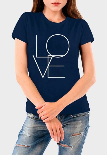 Camiseta Feminina Marinho Love Algodão Premium Benellys - Marca Benellys