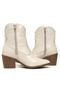 Bota Western Texana Bico Fino Cano Curto Country Couro Off White Tellini Store - Marca TELLINI STORE