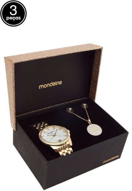 Kit 3pçs Relógio Mondaine 76579LPMKDE3K1 Dourado - Marca Mondaine