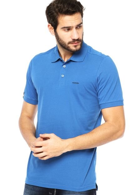 Camisa Polo Aleatory Bordado Fenda Azul - Marca Aleatory