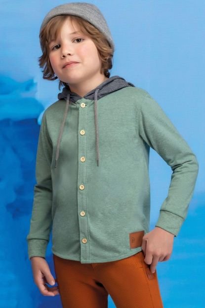 Camisa Infantil Menino com Capuz Colorittá Verde - Marca Colorittá