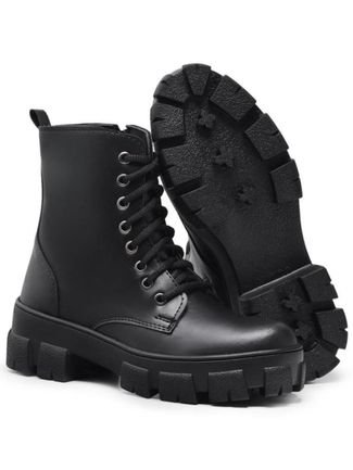 Bota Coturno  Feminino Tratorada Franca Griffe Preto