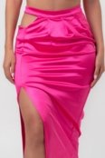 Saia satin midi assimétrica rosa labrava - Marca Labrava