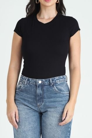 Blusa Manga Curta Preto G Gazzy