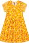 Vestido Feminino Infantil Rodado Flores Amarelo - Marca PLATINUM KIDS