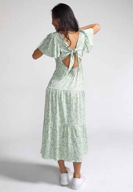 Vestido FiveBlu Midi Floral Babados Verde - Marca FiveBlu