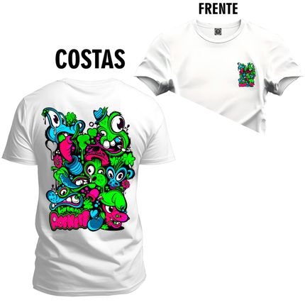 Camiseta Plus Size Premium Estampada Algodão Porneit Frente Costas - Branco - Marca Nexstar