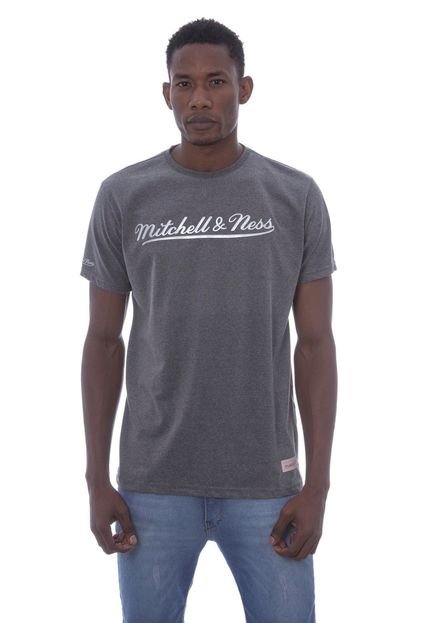 Camiseta Mitchell & Ness Estampada Branding Signature Cinza Mescla - Marca Mitchell & Ness