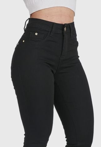 Calça Jeans Feminina HNO Jeans Skinny Cintura Alta Empina o Bum Bum Preta