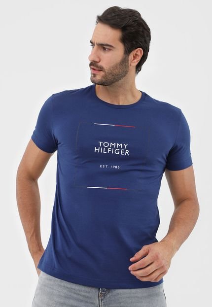 Camiseta Tommy Hilfiger Lettering Azul-Marinho - Marca Tommy Hilfiger