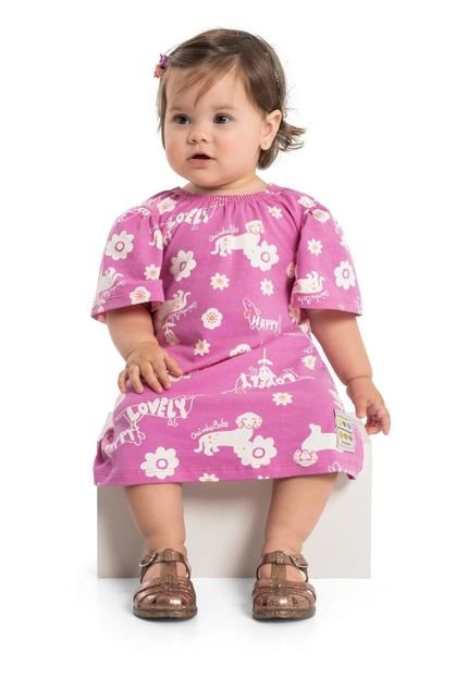Vestido Manga Curta para Bebês Quimby Rosa - Marca Quimby