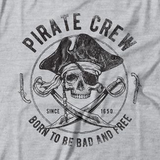 Camiseta Feminina Pirate Skull - Mescla Cinza