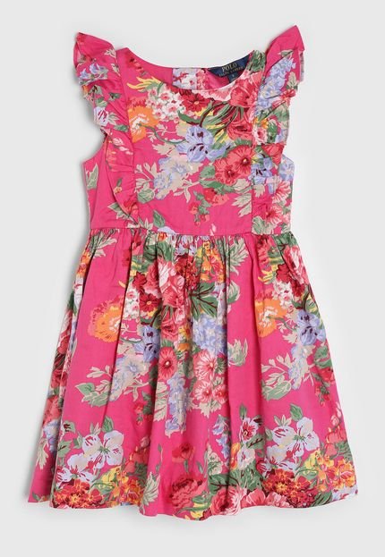 Vestido Polo Ralph Lauren Infantil Floral Rosa - Marca Polo Ralph Lauren