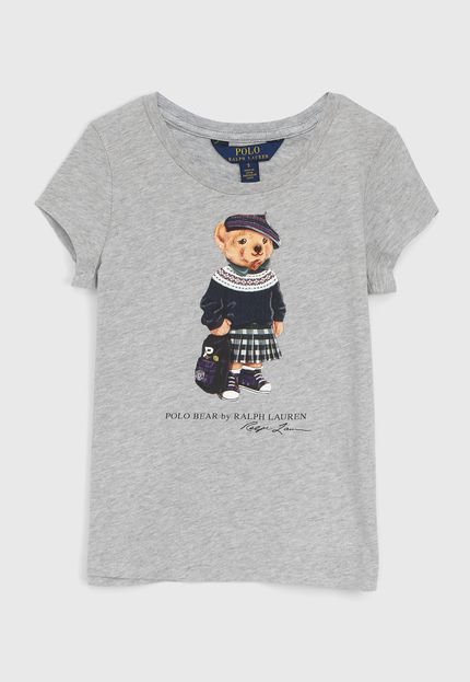 Camiseta Polo Ralph Lauren Infantil Ursinho Cinza - Marca Polo Ralph Lauren