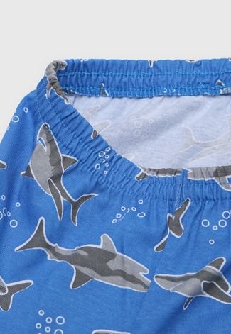 Pijama Kyly Longo Infantil Tubarão Azul