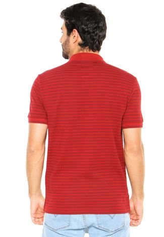 Camisa Polo Lacoste Listras Vermelha