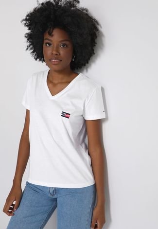 Camiseta Tommy Jeans Logo Branca - Compre Agora