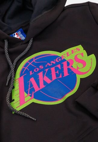 Moletom NBA Juvenil Neon Colors Los Angeles Lakers Preto