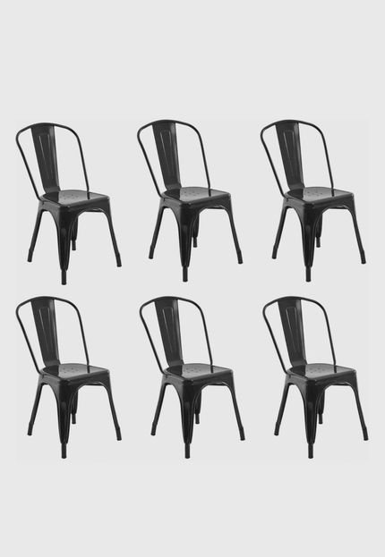 Conjunto 06 Cadeiras Iron Preta Rivatti - Marca Rivatti
