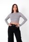 Cropped Manga Longa Cinza - Marca Martina Oficial