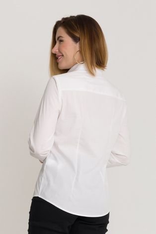 Camisa Social Feminina Olimpo Lisa Manga Longa Branca