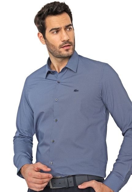 Camisa Lacoste Slim Estampada Azul-marinho - Marca Lacoste