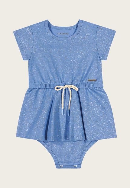 Body Bebê Colorittá Glitter Azul - Marca Colorittá