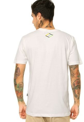 Camiseta Manga Curta Billabong Collision Off-White/Verde/Amarela
