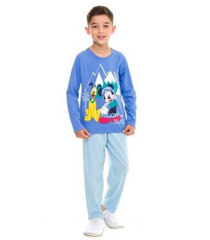 Pijama Infantil Mickey Evanilda Azul - Marca Evanilda
