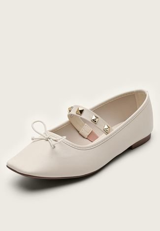 Sapatilha Ballet Dafiti Shoes Spikes Off-White