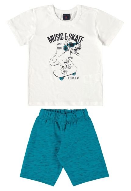 Conjunto Camiseta Manga Curta e Bermuda Infantil Guloseima Branco - Marca GULOSEIMA