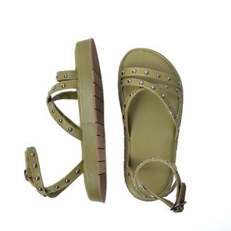 Papete Sandalia Plataforma Sola Alta Verde Musgo Kuento Shoes