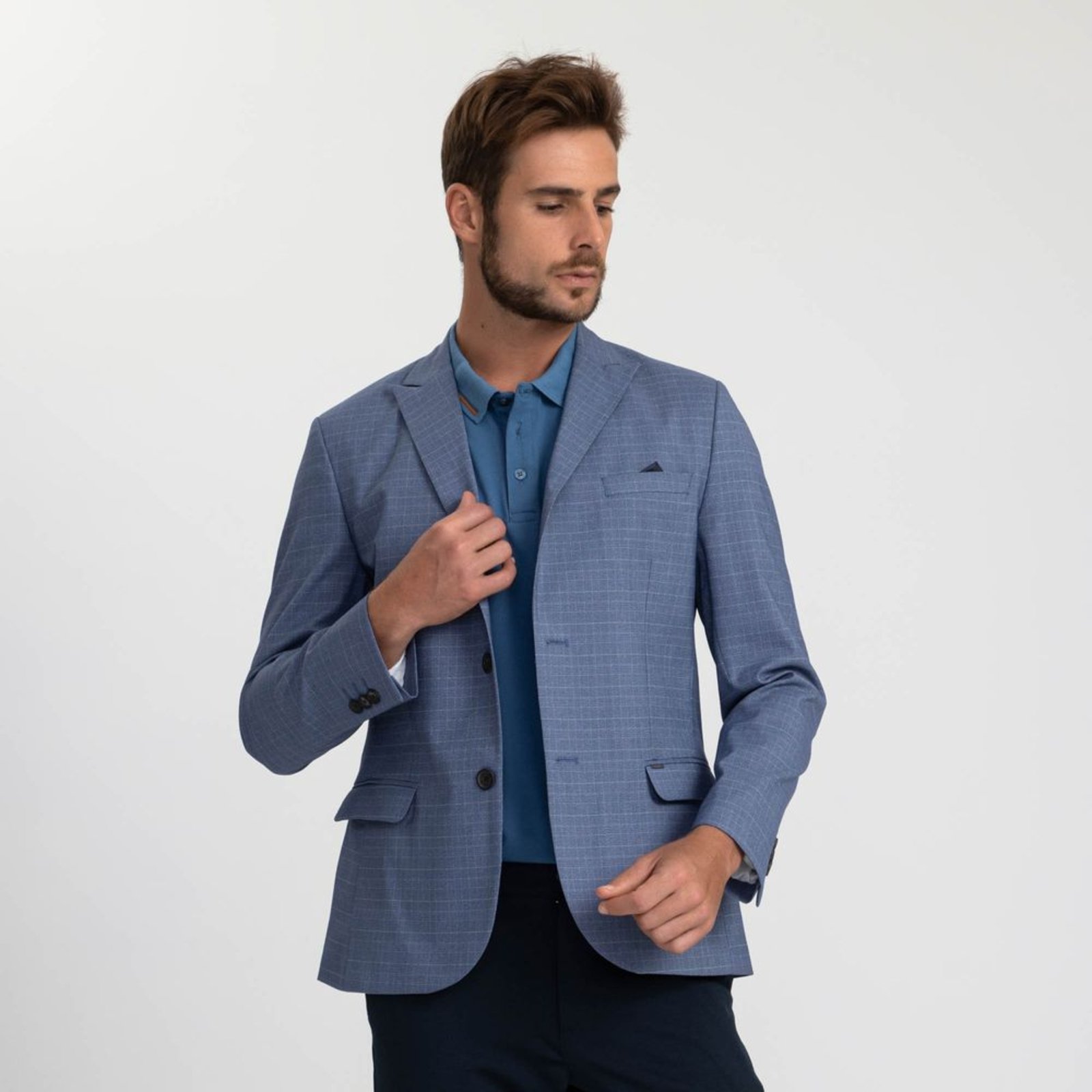 Blazer Docthos Slim Pv Xadrez Blazer Docthos Slim Pv Xadrez 012 Azul 48 - Marca Docthos