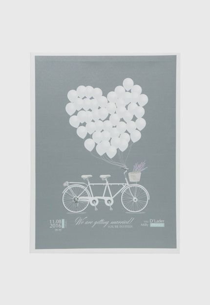 Tela Bike And Balloons Cinza/Branca 30X1,5X40cm - Marca Urban