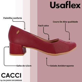 Sapato De Salto Feminino Conforto Salto Baixo Usaflex Aj0102