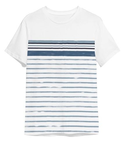 Camiseta Masculina Listrada Meia Malha Rovitex Branco - Marca Rovitex