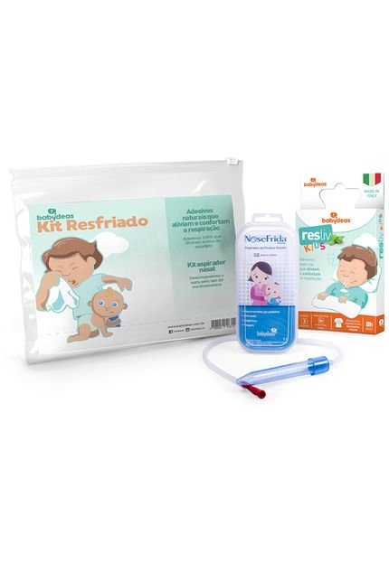 Kit Resfriado Babydeas - 1 Aspirador nasal Nosefrida   1 Adesivo Resliv  - Marca Babydeas