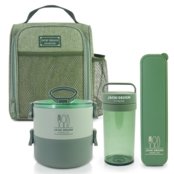 Conjunto da Linha Joy com Bolsa térmica, Porta talher, Pote de Marmita 2 Andares e Garrafa 430ml - Marca Jacki Design